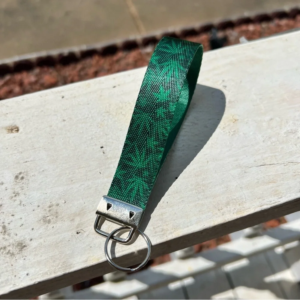Handmade Weed Green Keychain Wristlet